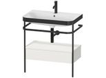 Duravit Happy D.2 Plus Möbelwaschtisch-Kombination HP4742O3939 77,5 x 49 cm, 1 Hahnloch, nordic weiß seidenmatt, mit Metallkonsole
