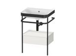 Duravit Happy D.2 Plus Möbelwaschtisch-Kombination HP4740N3939 57,5 x 49 cm, ohne Hahnloch, nordic weiß seidenmatt, mit Metallkonsole
