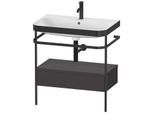 Duravit Happy D.2 Plus Möbelwaschtisch-Kombination HP4742O8080 77,5 x 49 cm, 1 Hahnloch, graphit supermatt, mit Metallkonsole