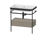 Duravit Happy D.2 Plus Möbelwaschtisch-Kombination HP4742N9292 77,5 x 49 cm, ohne Hahnloch, steingrau seidenmatt, mit Metallkonsole