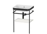 Duravit Happy D.2 Plus Möbelwaschtisch-Kombination HP4735N3939 57,5 x 49 cm, ohne Hahnloch, nordic weiß seidenmatt, mit Metallkonsole