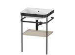 Duravit Happy D.2 Plus Möbelwaschtisch-Kombination HP4735N6060 57,5 x 49 cm, ohne Hahnloch, taupe seidenmatt, mit Metallkonsole