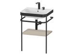 Duravit Happy D.2 Plus Möbelwaschtisch-Kombination HP4735E6060 57,5 x 49 cm, 2 Hahnlöcher, taupe seidenmatt, mit Metallkonsole