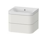 Duravit Happy D.2 Plus Möbelwaschtisch HP4345N3939 57,5 x 49 cm, ohne Hahnloch, nordic weiß seidenmatt, 2 Schubkästen