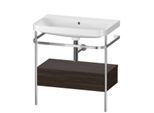 Duravit Happy D.2 Plus Möbelwaschtisch-Kombination HP4842N6969 77,5 x 49 cm, ohne Hahnloch, nussbaum gebürstet, mit Metallkonsole