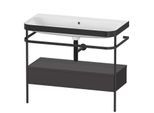 Duravit Happy D.2 Plus Möbelwaschtisch-Kombination HP4743N8080 97,5 x 49 cm, ohne Hahnloch, graphit supermatt, mit Metallkonsole