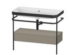 Duravit Happy D.2 Plus Möbelwaschtisch-Kombination HP4743N9292 97,5 x 49 cm, ohne Hahnloch, steingrau seidenmatt, mit Metallkonsole