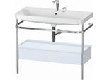 Duravit Happy D.2 Plus Möbelwaschtisch-Kombination HP4843E9797 97,5 x 49 cm, 2 Hahnlöcher, lichtblau seidenmatt, mit Metallkonsole