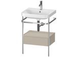 Duravit Happy D.2 Plus Möbelwaschtisch-Kombination HP4840O6060 57,5 x 49 cm, 1 Hahnloch, taupe seidenmatt, mit Metallkonsole