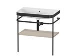 Duravit Happy D.2 Plus Möbelwaschtisch-Kombination HP4737N6060 77,5 x 49 cm, ohne Hahnloch, taupe seidenmatt, mit Metallkonsole