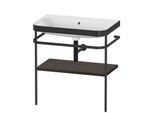 Duravit Happy D.2 Plus Möbelwaschtisch-Kombination HP4737N6969 77,5 x 49 cm, ohne Hahnloch, nussbaum gebürstet, mit Metallkonsole