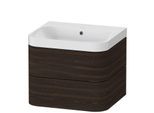 Duravit Happy D.2 Plus Möbelwaschtisch HP4345N6969 57,5 x 49 cm, ohne Hahnloch, nussbaum gebürstet, 2 Schubkästen