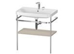 Duravit Happy D.2 Plus Möbelwaschtisch-Kombination HP4837E6060 77,5 x 49 cm, 2 Hahnlöcher, taupe seidenmatt, mit Metallkonsole