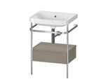 Duravit Happy D.2 Plus Möbelwaschtisch-Kombination HP4840N9292 57,5 x 49 cm, ohne Hahnloch, steingrau seidenmatt, mit Metallkonsole