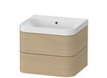 Duravit Happy D.2 Plus Möbelwaschtisch HP4345N7171 57,5 x 49 cm, ohne Hahnloch, mediterrane Eiche, 2 Schubkästen