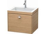 Duravit Brioso c-bonded Waschtisch mit Unterbau BR4600O1052, 60x48 cm Europ. Eiche/Chrom, 1 Hahnl.