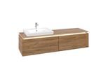 Villeroy und Boch Legato Waschtischunterschrank B688L0RH 160x38x50cm, Waschtisch links, mit LED-Beleuchtung, Kansas Oak
