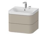 Duravit Happy D.2 Plus Möbelwaschtisch HP4345E6060 57,5 x 49 cm, 2 Hahnlöcher, taupe seidenmatt, 2 Schubkästen