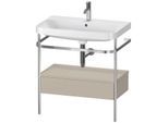 Duravit Happy D.2 Plus Möbelwaschtisch-Kombination HP4842O6060 77,5 x 49 cm, 1 Hahnloch, taupe seidenmatt, mit Metallkonsole