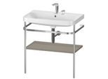 Duravit Happy D.2 Plus Möbelwaschtisch-Kombination HP4837E9292 77,5 x 49 cm, 2 Hahnlöcher, steingrau seidenmatt, mit Metallkonsole