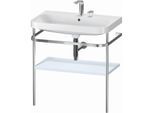 Duravit Happy D.2 Plus Möbelwaschtisch-Kombination HP4837E9797 77,5 x 49 cm, 2 Hahnlöcher, lichtblau seidenmatt, mit Metallkonsole