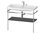 Duravit Happy D.2 Plus Möbelwaschtisch-Kombination HP4838E8080 97,5 x 49 cm, 2 Hahnlöcher, graphit supermatt, mit Metallkonsole