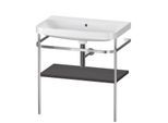 Duravit Happy D.2 Plus Möbelwaschtisch-Kombination HP4837N8080 77,5 x 49 cm, ohne Hahnloch, graphit supermatt, mit Metallkonsole