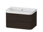 Duravit Happy D.2 Plus Möbelwaschtisch HP4347N6969 77,5 x 49 cm, ohne Hahnloch, nussbaum gebürstet, 2 Schubkästen