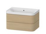 Duravit Happy D.2 Plus Möbelwaschtisch HP4347N7171 77,5 x 49 cm, ohne Hahnloch, mediterrane Eiche, 2 Schubkästen