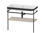 Duravit Happy D.2 Plus Möbelwaschtisch-Kombination HP4738N6060 97,5 x 49 cm, ohne Hahnloch, taupe seidenmatt, mit Metallkonsole