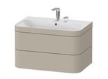 Duravit Happy D.2 Plus Möbelwaschtisch-Unterschrank HP4637E6060 77,5 x 49 cm, 2 Hahnlöcher, taupe seidenmatt, 2 Schubkästen