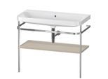 Duravit Happy D.2 Plus Möbelwaschtisch-Kombination HP4838N6060 97,5 x 49 cm, ohne Hahnloch, taupe seidenmatt, mit Metallkonsole