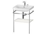 Duravit Happy D.2 Plus Möbelwaschtisch-Kombination HP4835E3939 57,5 x 49 cm, 2 Hahnlöcher, nordic weiß seidenmatt, mit Metallkonsole