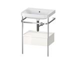 Duravit Happy D.2 Plus Möbelwaschtisch-Kombination HP4840N2222 57,5 x 49 cm, ohne Hahnloch, weiß hochglanz, mit Metallkonsole