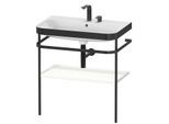 Duravit Happy D.2 Plus Möbelwaschtisch-Kombination HP4737E3636 77,5 x 49 cm, 2 Hahnlöcher, weiß seidenmatt, mit Metallkonsole