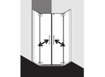 Kermi Pasa XP Fünfeck-Duschkabine Pendeltür PXF40090201UK 90x90x200cm, silber mattglanz, ESG SR Opaco