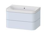 Duravit Happy D.2 Plus Möbelwaschtisch HP4347N9797 77,5 x 49 cm, ohne Hahnloch, lichtblau seidenmatt, 2 Schubkästen