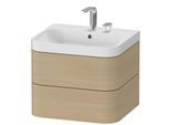 Duravit Happy D.2 Plus Möbelwaschtisch HP4345E7171 57,5 x 49 cm, 2 Hahnlöcher, mediterrane Eiche, 2 Schubkästen