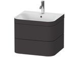 Duravit Happy D.2 Plus Möbelwaschtisch-Unterschrank HP4635O8080 57,5 x 49 cm, 1 Hahnloch, graphit supermatt, 2 Schubkästen