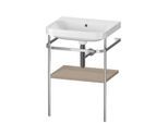 Duravit Happy D.2 Plus Möbelwaschtisch-Kombination HP4835N7575 57,5 x 49 cm, ohne Hahnloch, leinen, mit Metallkonsole