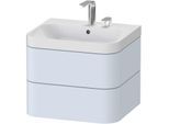 Duravit Happy D.2 Plus Möbelwaschtisch HP4345E9797 57,5 x 49 cm, 2 Hahnlöcher, lichtblau seidenmatt, 2 Schubkästen