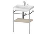 Duravit Happy D.2 Plus Möbelwaschtisch-Kombination HP4835E6060 57,5 x 49 cm, 2 Hahnlöcher, taupe seidenmatt, mit Metallkonsole