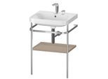 Duravit Happy D.2 Plus Möbelwaschtisch-Kombination HP4835E7575 57,5 x 49 cm, 2 Hahnlöcher, leinen, mit Metallkonsole