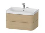 Duravit Happy D.2 Plus Möbelwaschtisch HP4347E7171 77,5 x 49 cm, 2 Hahnlöcher, mediterrane Eiche, 2 Schubkästen