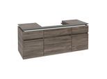 Villeroy und Boch Legato Waschtischunterschrank B699L0RK 140x55x50cm, Waschtisch mittig, mit LED-Beleuchtung, Stone Oak