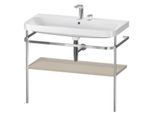 Duravit Happy D.2 Plus Möbelwaschtisch-Kombination HP4838E6060 97,5 x 49 cm, 2 Hahnlöcher, taupe seidenmatt, mit Metallkonsole