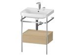 Duravit Happy D.2 Plus Möbelwaschtisch-Kombination HP4840E7171 57,5 x 49 cm, 2 Hahnlöcher, mediterrane Eiche, mit Metallkonsole