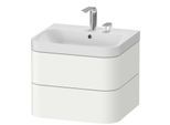 Duravit Happy D.2 Plus Möbelwaschtisch HP4345E3636 57,5 x 49 cm, 2 Hahnlöcher, weiß seidenmatt, 2 Schubkästen