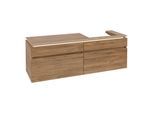 Villeroy und Boch Legato Waschtischunterschrank B691L0RH 160x55x50cm, Waschtisch rechts, mit LED-Beleuchtung, Kansas Oak
