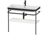 Duravit Happy D.2 Plus Möbelwaschtisch-Kombination HP4738O3939 97,5 x 49 cm, 1 Hahnloch, nordic weiß seidenmatt, mit Metallkonsole